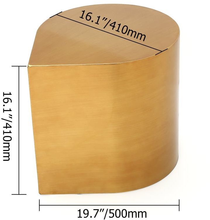 HMR - Metal Side Table in Water Drop Design End Table in Brushed Gold