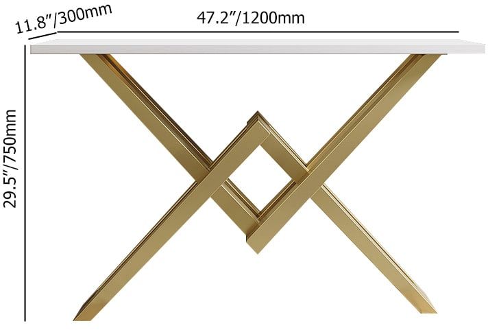 HMR 47" Narrow Console Table with Base Metal - White