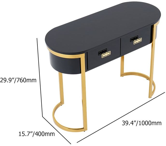 HMR Modern Console Table with Drawers - Black