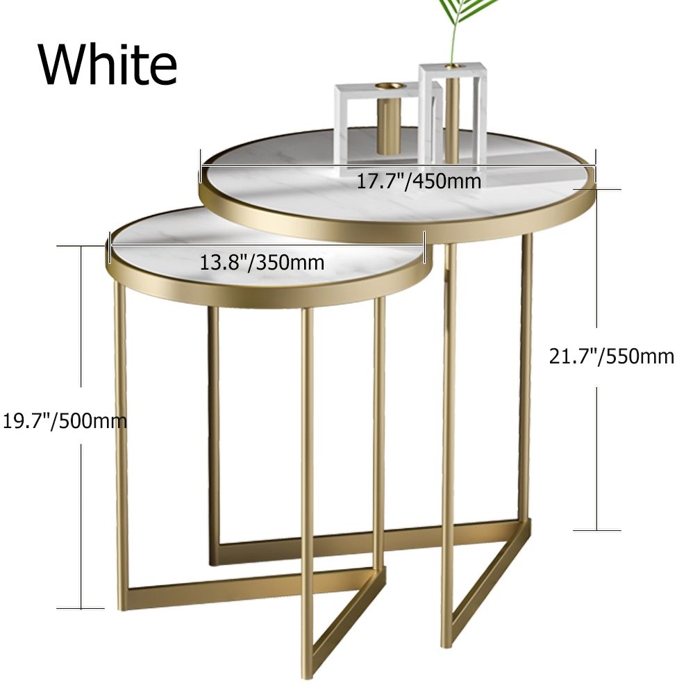 HMR Modern End Table Sets - White, Marble