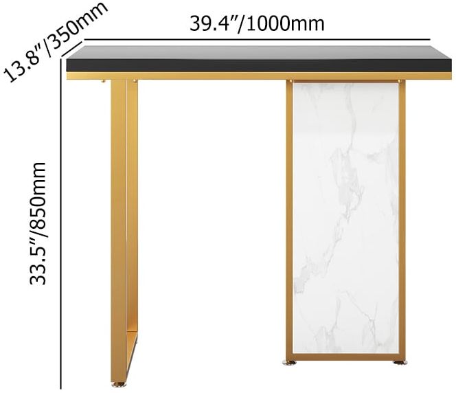 HMR - Modern Rectangular Console Table with Wooden Top 39" in Black and White