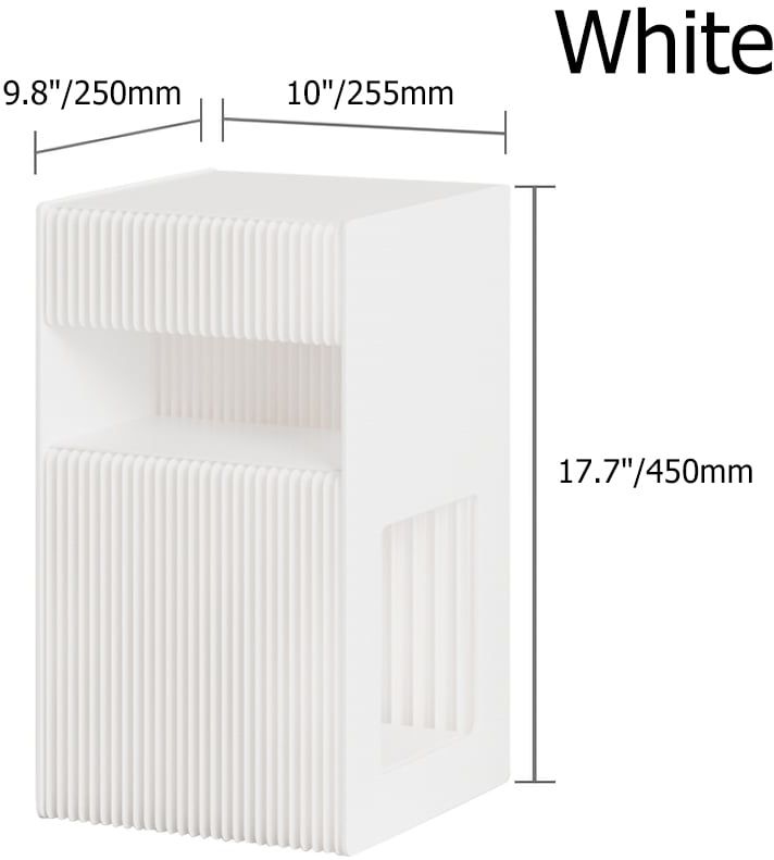 HMR - Foldable End Table with Storage Side Table in White