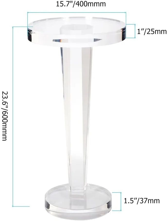 HMR - End Table Modern Clear Side Table in 23.6"H, Acrylic