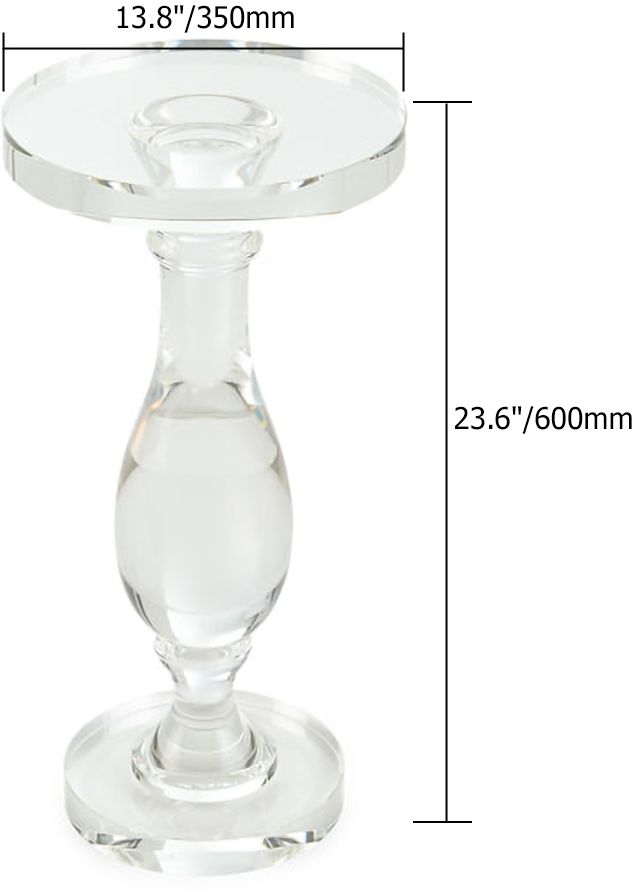 HMR - 14" Modern Acrylic Round End Table with Pedestal in Clear