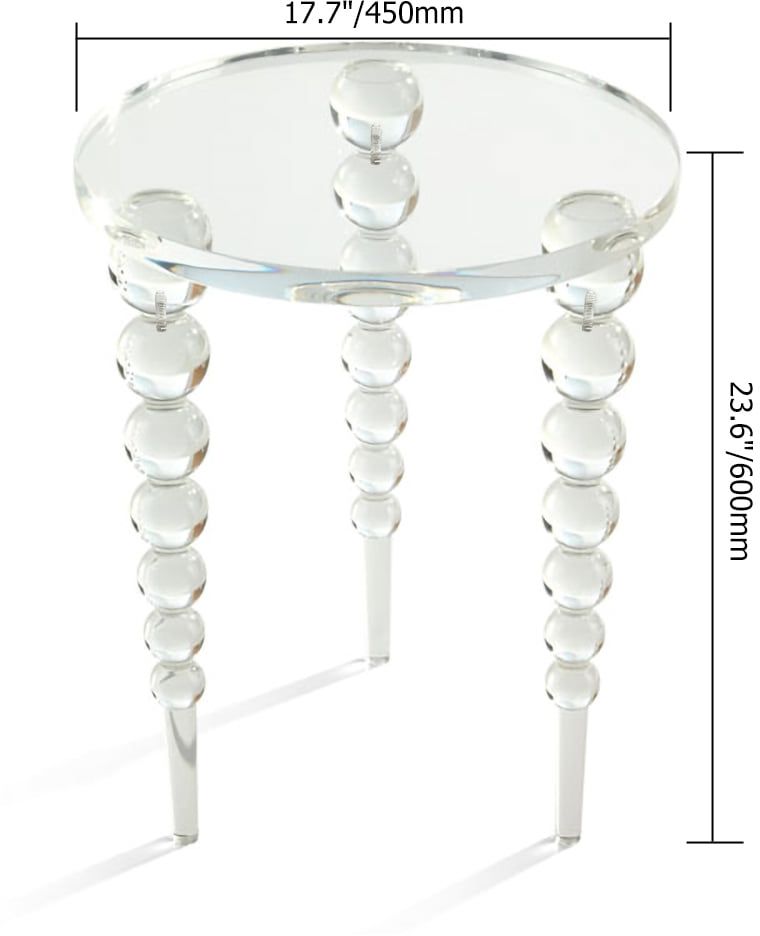 HMR - Acrylic Round Side Table in Clear