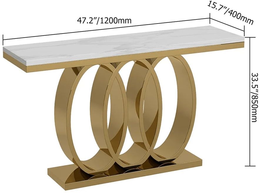 HMR - 47.2" Narrow Console Table with Faux Marble Top in White
