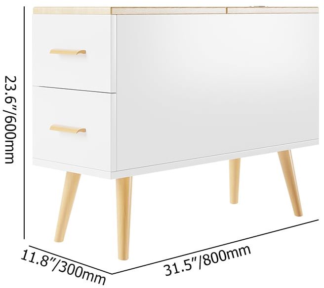 HMR Modern Rectangle End Table with Drawers - Natural