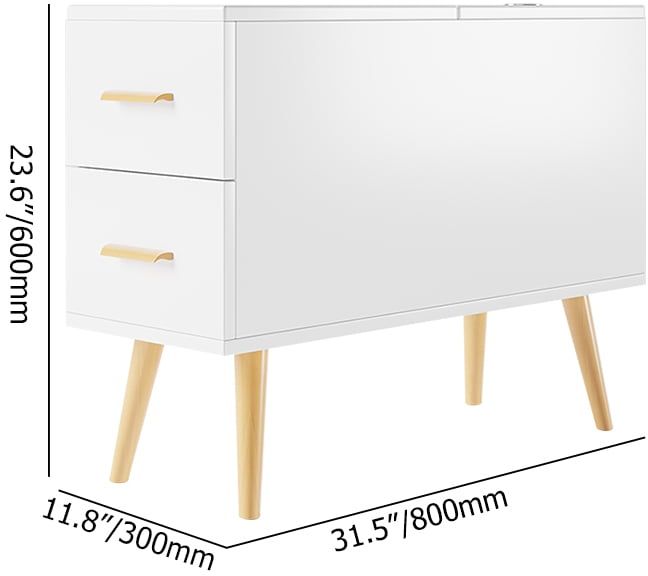 HMR Modern Rectangle End Table with Drawers - White