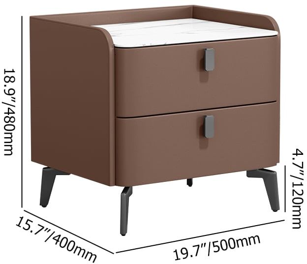 HMR Nightstand with 2-Drawer - Brown, Faux Leather