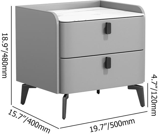 HMR Nightstand with 2-Drawer - Gray, Faux Leather
