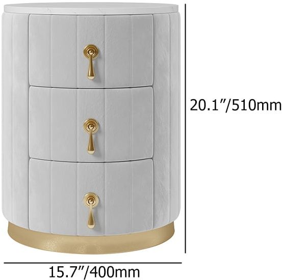 HMR 3-Drawer Round Nightstand - Gray, Velvet