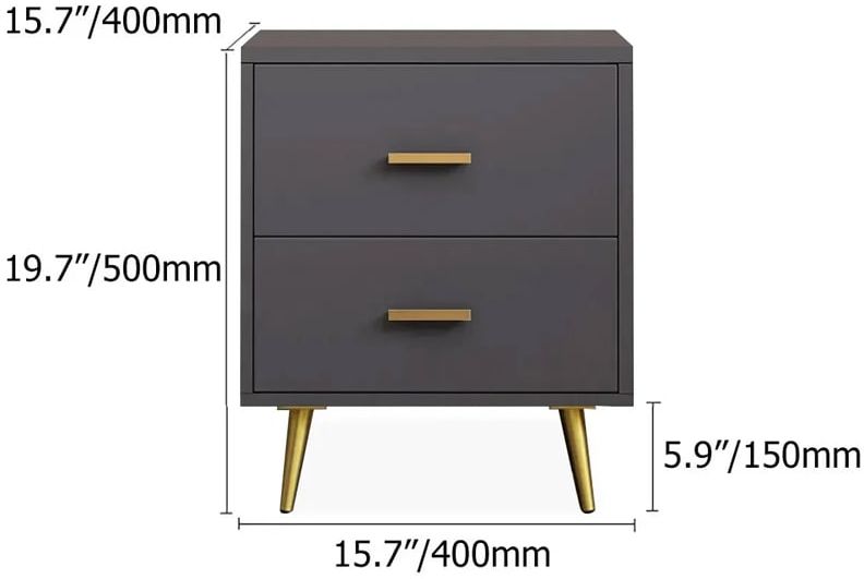 HMR Modern Nightstand with Gold Legs - Gray