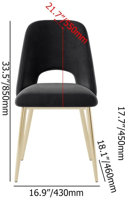 HMR Set of 2 Mid-Century Modern Dining Chairs Velvet Upholstery - Black