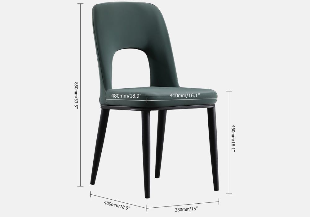 HMR Modern Dining Chair (Set of 2) - Green/Black, Carbon Steel