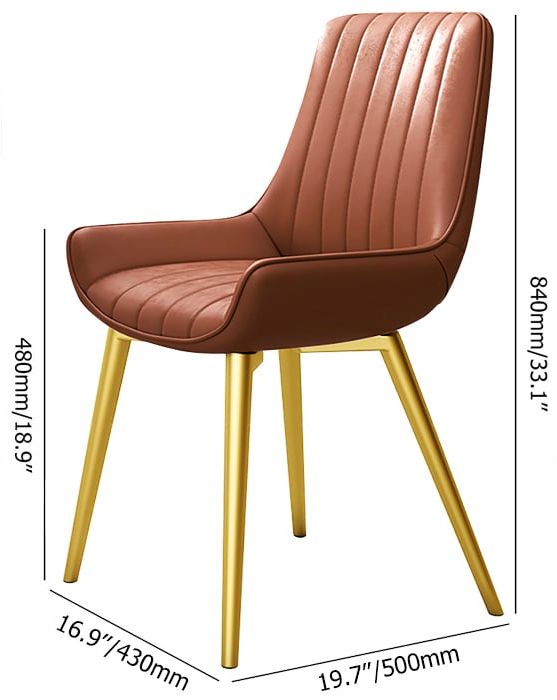 HMR Modern Dining Chairs with PU Leather Upholstery (Set of 2) - Orange