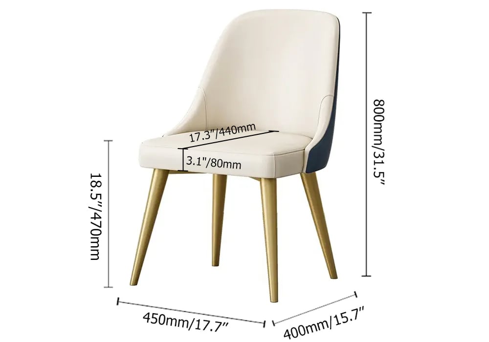 HMR Modern Dining Chairs with PU Leather Upholstery - Off-White