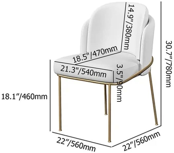 HMR Linenic Series Modern Dining Chairs with Linen Upholstery - White/Gold, Single