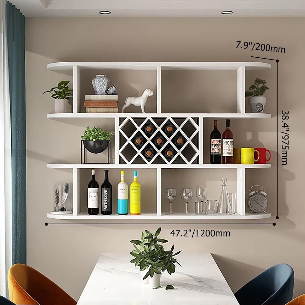 HMR Contemporary Wall Mounted Wine Rack - White