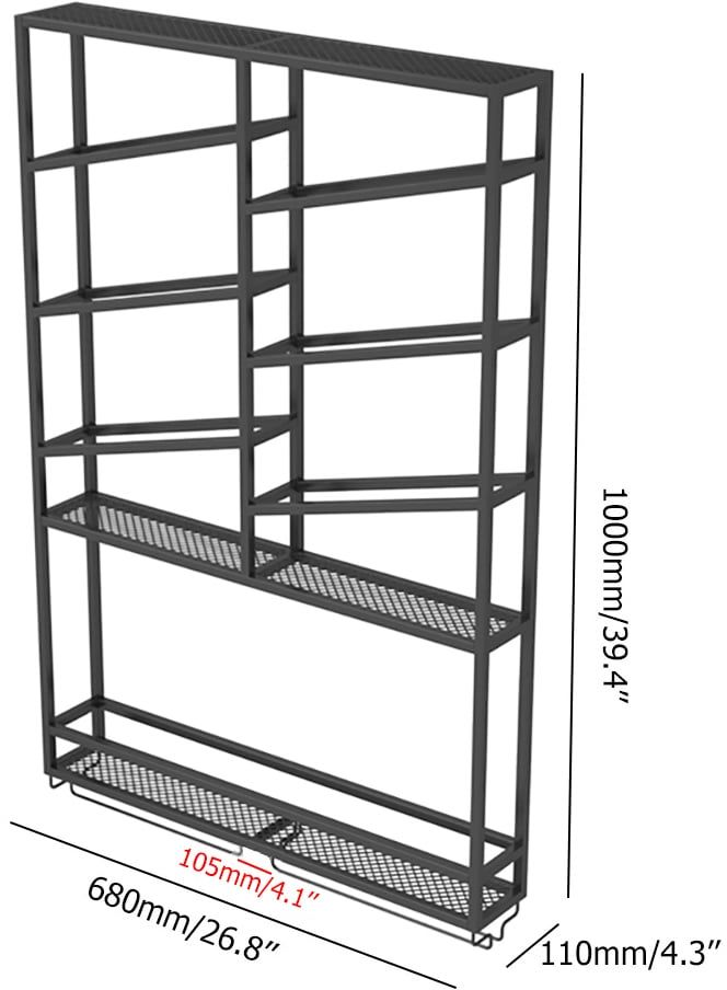HMR Industrial Wall Mounted Wine Rack with Bottle Rack - Black
