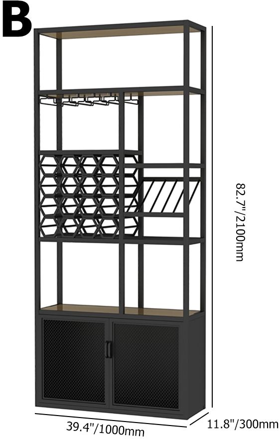 HMR - Industrial Standing Glass Wine Rack in Left Side