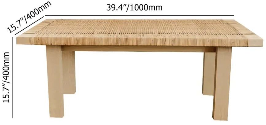 HMR - Farmhouse Woven Rattan Entryway Bench in Natural