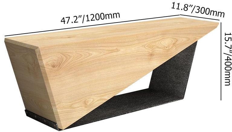 HMR Rustic 3-Person 47" Bench with Metal Base - Natural