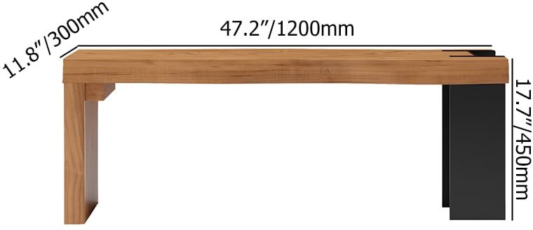 HMR - Retro Bench Entryway Bench with Metal Legs in Natural