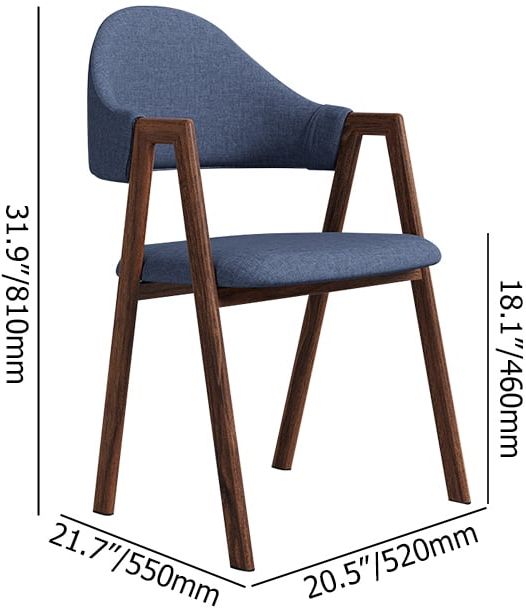 HMR Modern Dining Chairs with Linen Upholstery - Blue, 2-Pieces