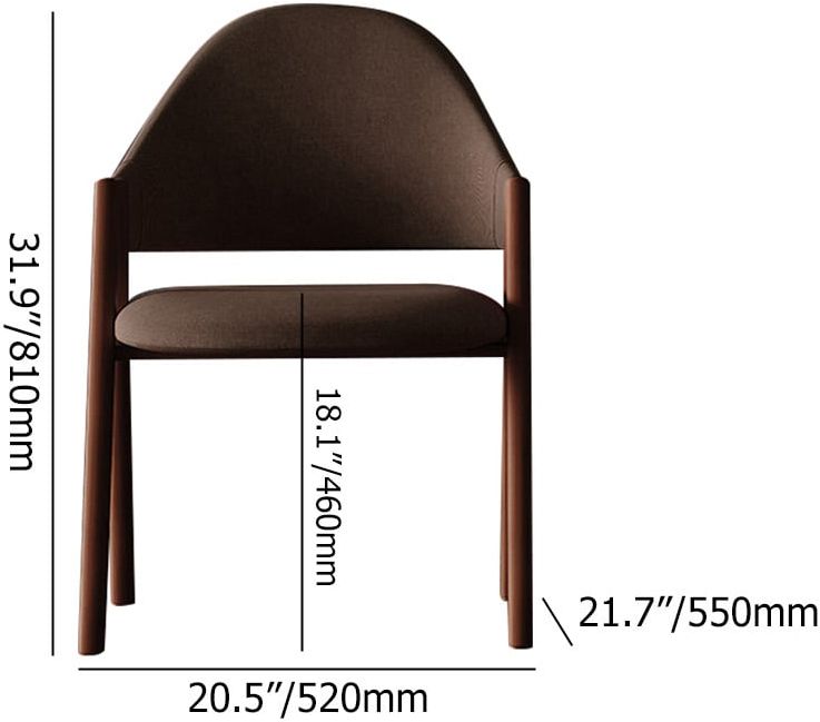 HMR Modern Dining Chairs with Linen Upholstery - Brown, 2-Pieces
