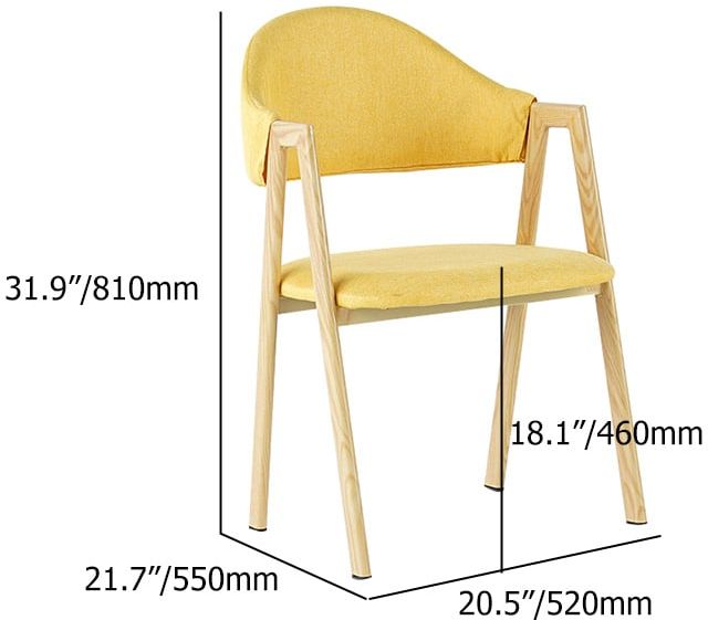HMR Modern Dining Chairs with Linen Upholstery - Yellow, 2-Pieces
