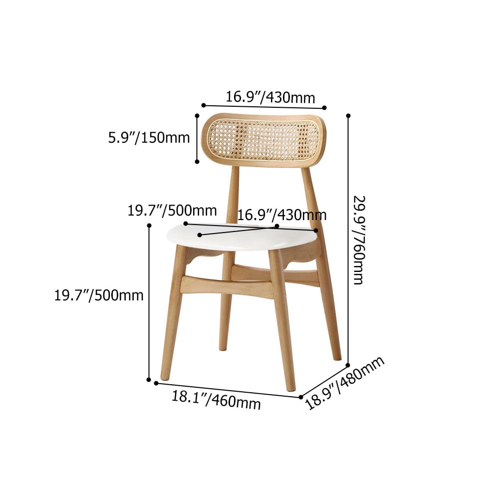 HMR Japandi Modern Wood Dining Chair with Faux Leather Upholstery - Natural, Single