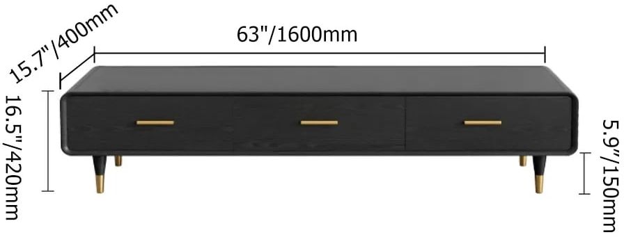 HMR - TV Stand Rectangle Media Console in 63"W, Black