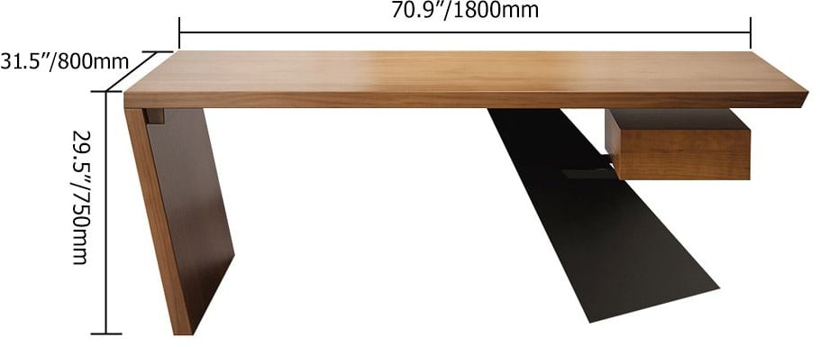 HMR Cabstract Series Modern 71" Office Desk with Drawer - Distressed