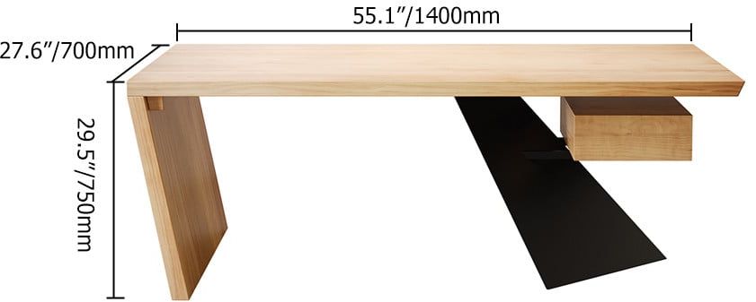HMR Cabstract Series Modern 55" Office Desk with Drawer - Natural