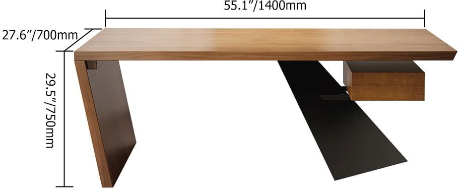 HMR Cabstract Series Modern 55" Office Desk with Drawer - Distressed