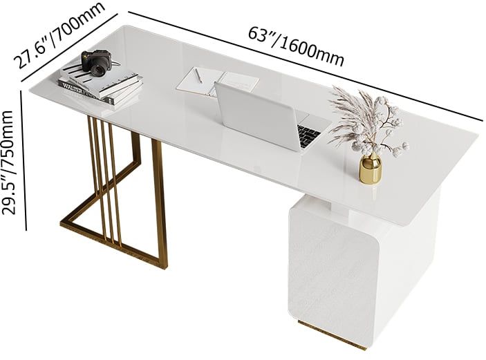 HMR Modern 63" Office Desk with Drawers - White