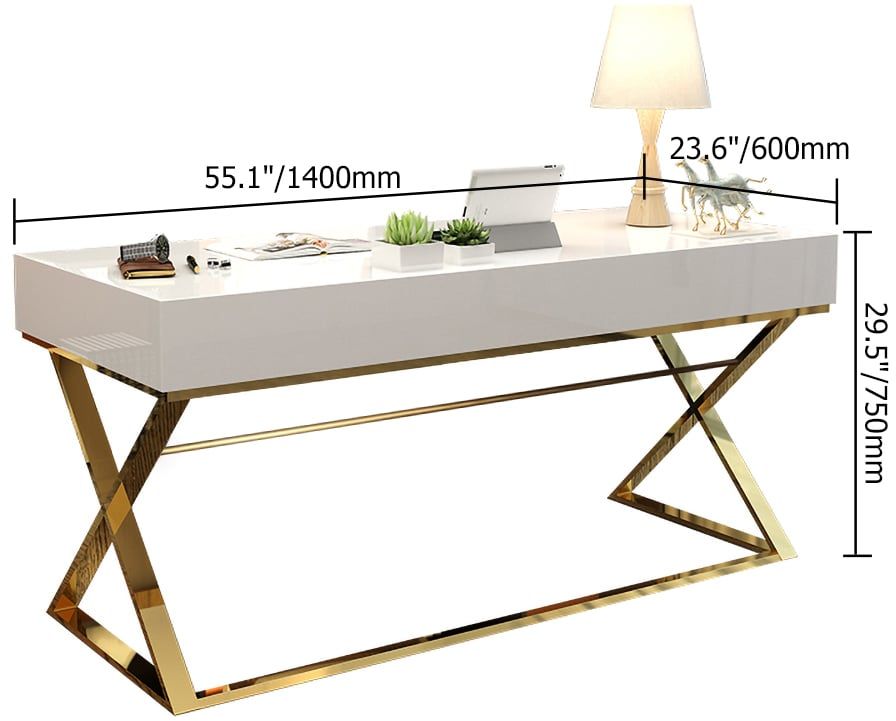 HMR - Drawer Rectangular Computer Desk in 55"L, White