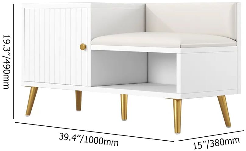 HMR Yellar Series Modern 39" Shoe Rack Bench - White