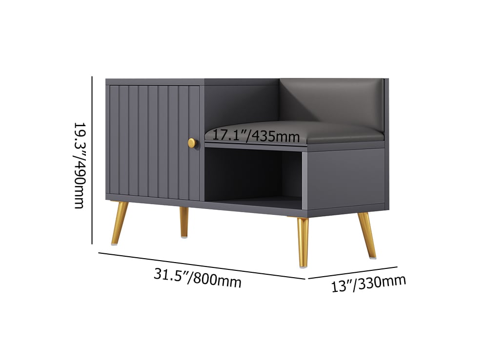 HMR Yellar Series Modern 31" Shoe Rack Bench - Gray