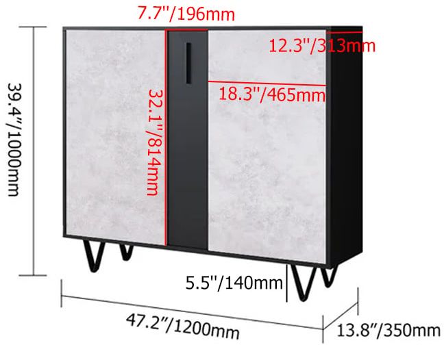HMR - Modern Shoe Organizer with Doors and Drawer in Large in 47.2"W