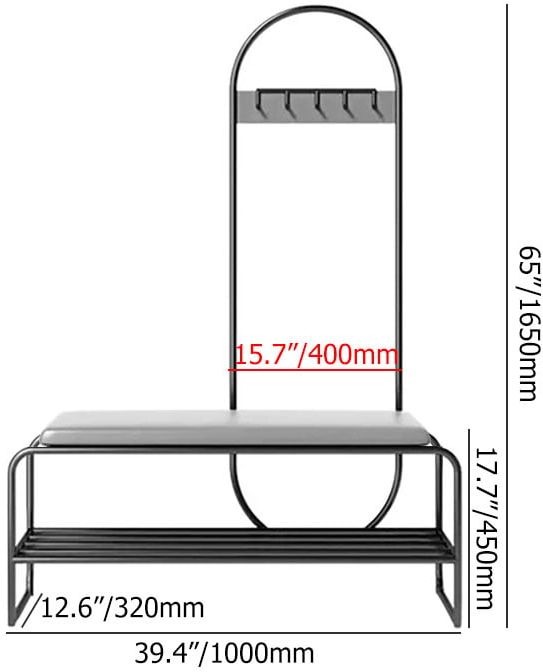 HMR - Mudroom Storage Coat Rack with Bench 39.4" in Gray