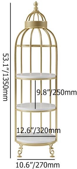 HMR - Bird Cage Shaped Plant Flower Stand in Gold