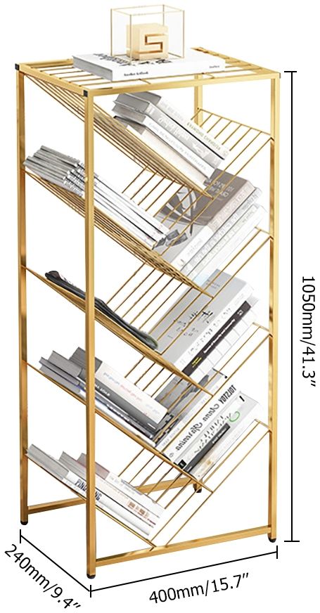 HMR - Mid-Century Rectangular Bookshelf in Gold