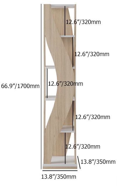 HMR Loft Geometric Narrow Bookshelf - White/Natural