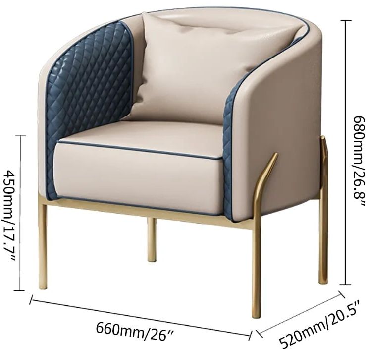 HMR - Accent Chair Tufted Upholstered PU Leather in Gold