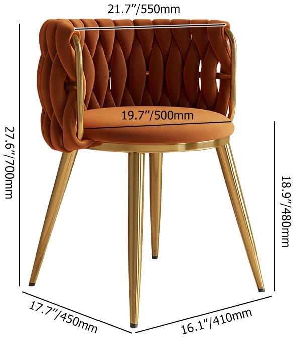 HMR Sweave Nordic Barrel Dining Chair with Velvet Upholstery - Orange