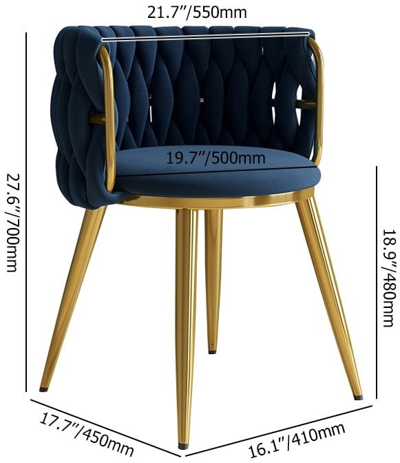 HMR Sweave Nordic Barrel Dining Chair with Velvet Upholstery (Set of 1) - Blue