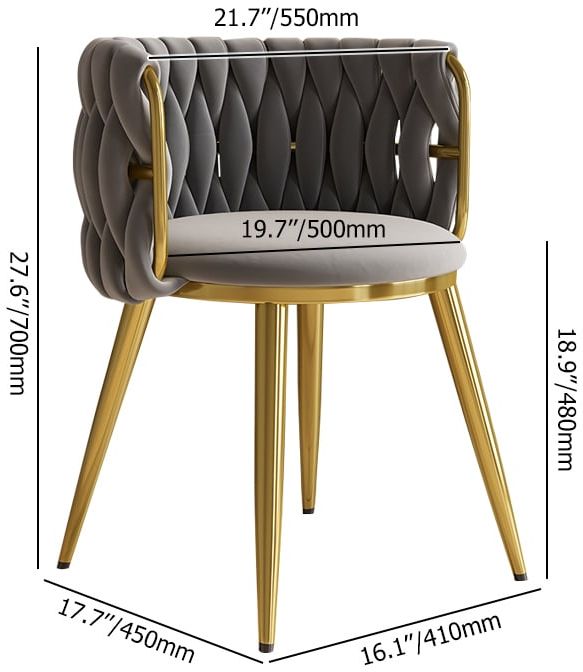 HMR Sweave Nordic Barrel Dining Chair with Velvet Upholstery - Light Gray
