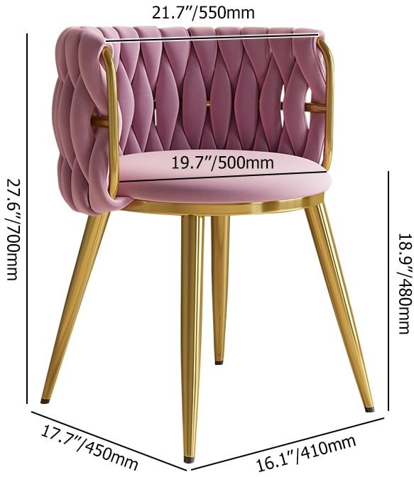 HMR Sweave Nordic Barrel Dining Chair with Velvet Upholstery - Pink