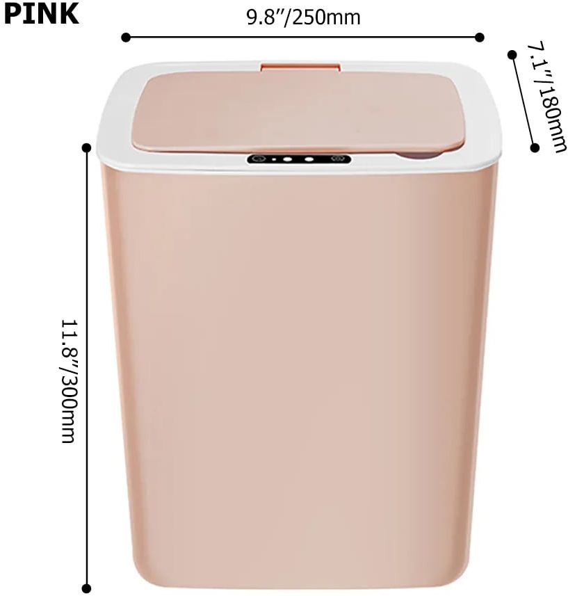 HMR Intelligent Touchless Sensor Trash Can with Odor-Absorbing Deodorizer Area - Pink